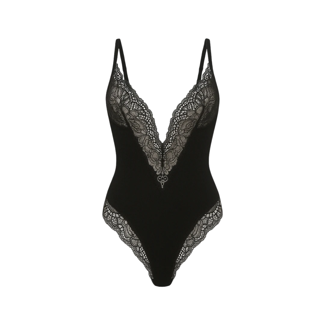 Body rendado com decote em V | BodyVie - Noemi