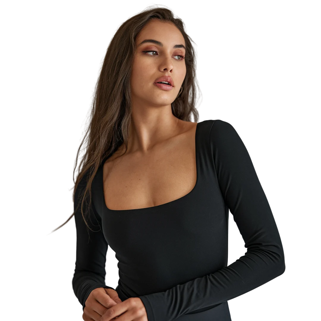 Body decote quadrado e manga longa | BodyVie - Cloe