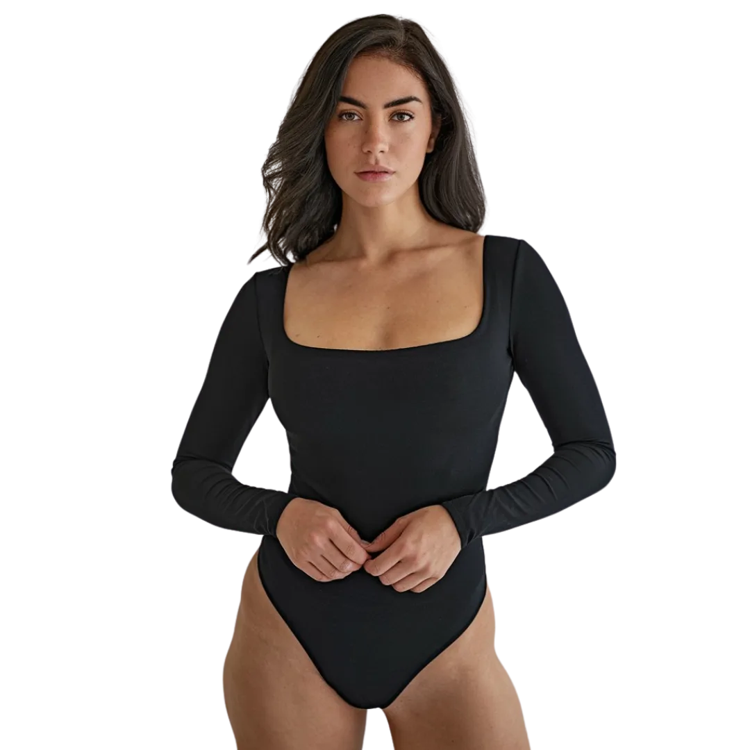 Body decote quadrado e manga longa | BodyVie - Cloe