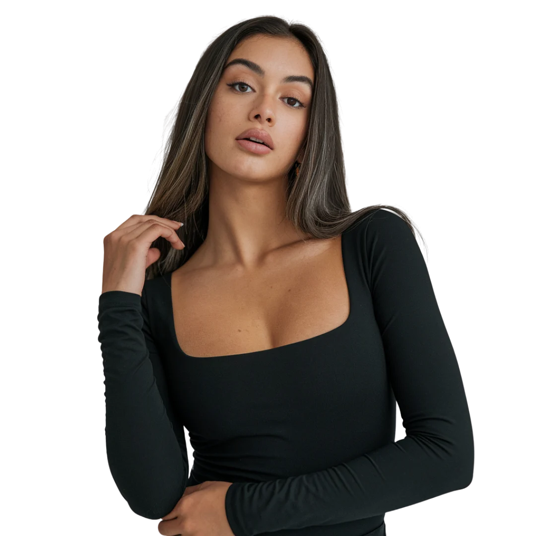Body decote quadrado e manga longa | BodyVie - Cloe