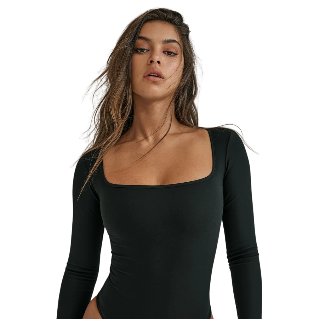 Body decote quadrado e manga longa | BodyVie - Cloe